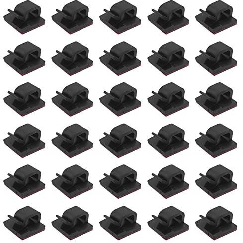 ALLY-MAGIC 30PCS Cable Clips Self Adhesive, Sticky Cable Clips Organizer Management for Desk Wall Workshop Home Office Outdoors Christmas Decor Fairy Light Y4-KTYXK (Black)