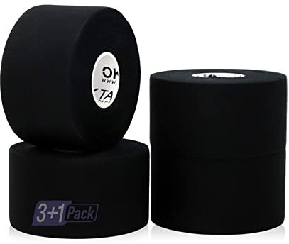 OK TAPE Sporttape Athletic Sport Tape(4 Rollen) 3.8cm×13.7m Weiß Tape Reißbares Profi Sport Tape Sport Tapeverband Fingertape,Schwarz