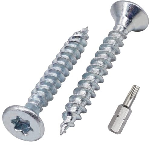 SKIR'CO (150 pz) Viti per legno in acciaio zincato 4,0 x 30 mm, testa Torx, testa svasata, viti per truciolare, completamente filettate