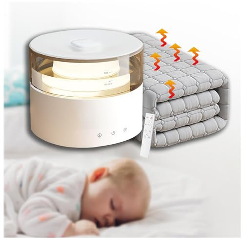 MeLtor Wassererwärmung Wärme Unterlage Bett 180x200, 2 Temperaturzonen Fernbedienung,3 Temperaturstufen Heizunterbett Geringer Stromverbrauch Waschbar, Mit Nachtlicht