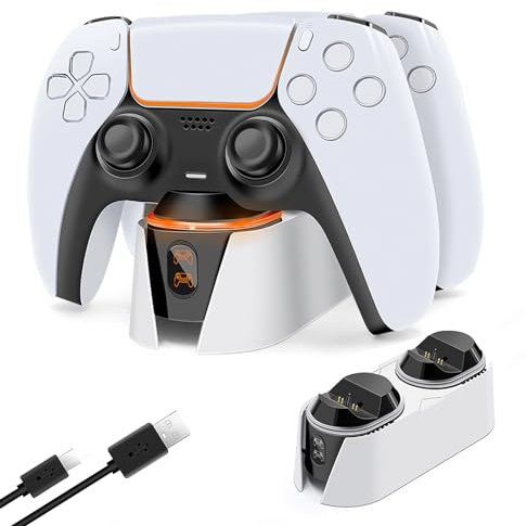 Estación de Carga USB Dual para Mando PS5 Estación de Acoplamiento de Carga del Mando DualSense con Luz LED/Carga Rápida/Triple Protección, Rápido Estación de Carga para Playstation 5