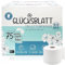 Glücksblatt Toilettenpapier Box, 3-lagig, 75 Rollen x 180 Blatt, 100% Zellstoff, Großpackung, superweiches Klopapier, WC Papier, wiederverwendbarer Vorratskarton