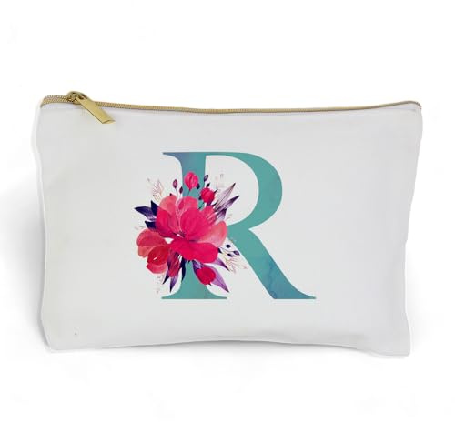 Monedero Billetero Neceser Pequeño Personalizado con Inicial Floral Regalo Mujer Estuche Viaje (R)