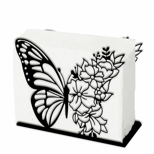 SUPERDANT Serviettenhalter Mit Schmetterlingsblumen Für Tische Serviettenständer Aus Schwarzem Eisen In Schmetterlingsform Durchbrochenes Serviettenspender Blumen Napkin Holder Dekor Für Küche