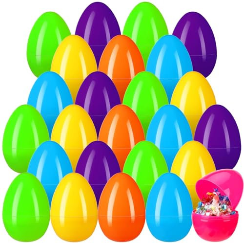 Yamobi 20 huevos de plástico para rellenar, 6 colores de colores, huevos de Pascua reutilizables de plástico para sorpresas, decoración de huevos de Pascua y búsqueda de huevos de Pascua