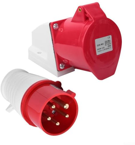 Alanmoship 32A 5 Pin 415V Wall Mounted Inlet Male Female 3 Phase Industrial Socket For Safe Electrical Connection