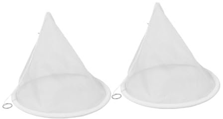 KOMBIUDA Filtre à Miel Conique en Filet de Fibre Beige Réutilisable 2 Pcs, Outil de Filtration Facile à Stocker pour Extraction de Miel en Apiculture