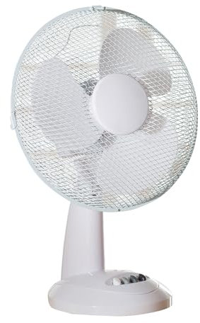 Daewoo 12 Inch Oscillating Desk Fan, 3 Speed Settings, Adjustable Tilt, Quiet Operation, Portable Cooling Fan for Home, Office, Bedroom – White