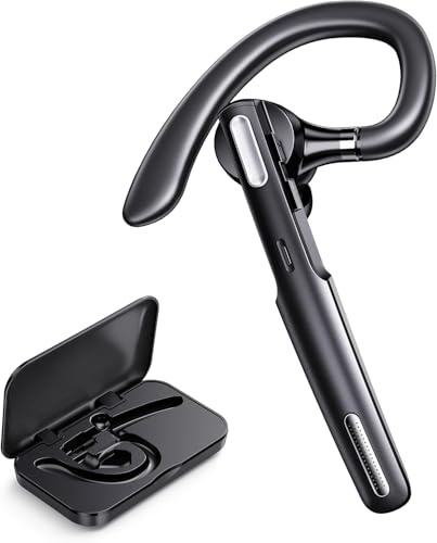 Bluetooth Headset, Wireless Bluetooth Earpiece V5.0 Hands-Free Earphones with Built-in Mic for Driving/Business/Office, Compatible with iPhone and Android