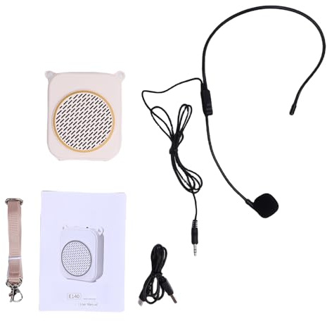 WOHPNLE Amplificateur Vocal avec système de sonorisation et Micro, 10 W, Son Clair, connectivité sans Fil, Microphone de Salle de Classe, Casque, amplificateur Vocal Portable, Micro sans (White)