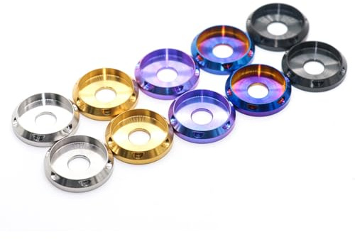 GR5 (Ti-6Al-4V) Titanium Alloy UFO Head Screw Special Washers 4 Pack CNC Precision Machined Carved Washers Belleville Washers M4 M5 M6 M8 M10 (Burnt Blue, M8=4pcs)