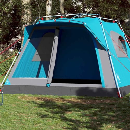 Tenda da campeggio gonfiabile, tenda familiare, per 7 persone, blu Quick Release per trekking, campeggio, attività all'aperto