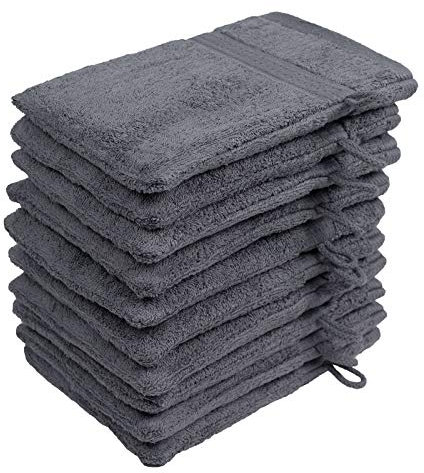 Top Fuel Fashion 10er Pack Waschlappen Elegance 58044 Waschhandschuh 16x21 cm Frottier Baumwolle anthrazit (anthrazit)