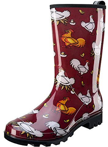 HISEA Women's Rain Boots Waterproof Rubber Rain Shoes for Ladies Mid Calf Garden Boots with Comfort Insole