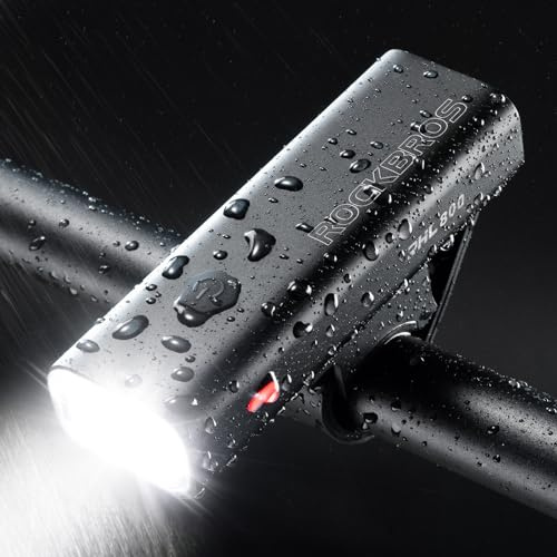 ROCKBROS Super Bright Bike Light 800Lumens Type C Rechargeable Bike Headlight Led IPX6 Waterproof Bike Front Light 5 Modes Aluminum Alloy Bike Light for Night Riding