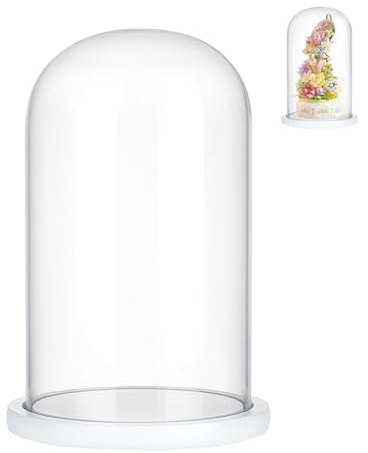 NBEADS Cúpula de Campana con Exhibición de Vidrio, Cubierta Decorativa de Cúpula de Vidrio para Coleccionables, Decoración de Mesa Central de Mesa para el Hogar Y la Oficina de Rosas, 15x25.5 cm