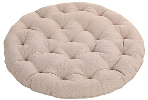 Große Bodenkissen,Runde Leinen Futonkissen Japanischen Stil Getuftete Bodenkissen Meditationskissen Sitzen auf dem Boden Fensterkissen für Yoga Sofa Balkon (75x75x10cm,Beige)