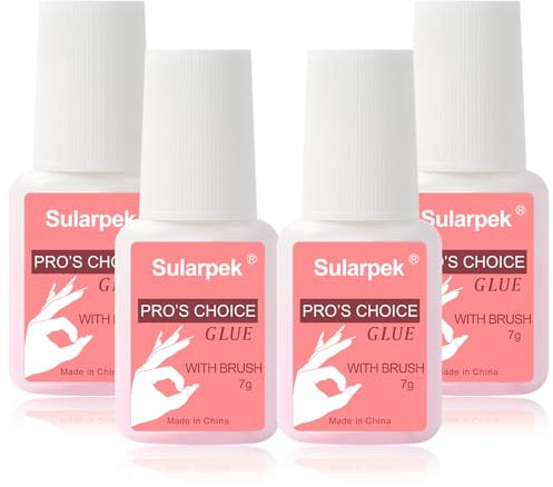 Sularpek 4 Stück Nagelkleber für Kunstnägel, 7ml Nail Glue, Nagelkleber für Tips, Nagel Kleber Gel Nägel, Nagelkleber Extra Stark, Kleber für Nägel, Nagelkleber mit Pinsel, für Haus,Salon