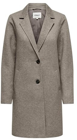 ONLY Damen Kurzmantel ONLSedona Life Carrie lange Damenjacke mit Reverskragen 15321862 Walnut Melange M