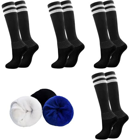 HYCLES 4 Paar Fußballsocken Kinder Stutzen Kinder Fußballsocken für Jungen und Mädchen Kniestrümpfe Sportsocken Trainingssocke Sockenstutzen Fußballtraining Laufen Sport 3-6 Jahre