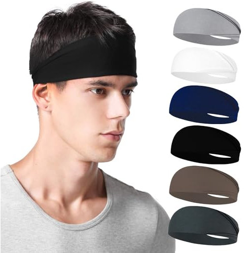 Sport Stirnband für Herren und Damen Double Sided Feuchtigkeitsabführend Stirnbänder Hoch Elastisch rutschfest Haarband Breit Schweißband für Fitness Workout Laufen Radfahren (Mehrfarbig-6)