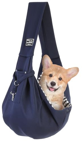 Halinuia Reversibel Kleine Hundetragetasche bis 7KG Angenehm Tragetasche Hund Sicherer mit Karabiner Tragegurt Hunde Umhängetasche für Haustiere für Spaziergänge Aktivitäten im Freien, Blau