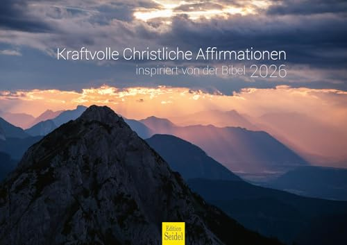Edition Seidel Calendario premium Afirmaciones Cristianas 2026, formato DIN A3, calendario de pared, versículos bíblicos, citas inspiradoras, sabiduría, inspiración, motivación