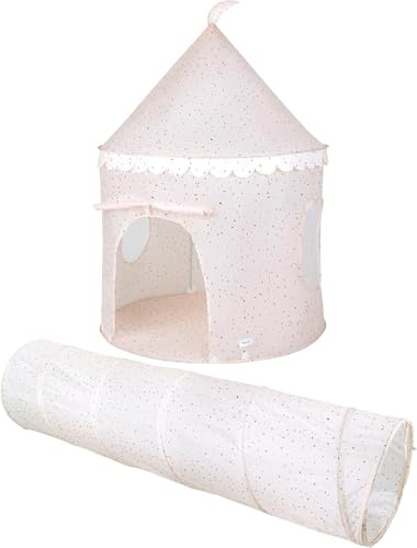 Relsy Kids Pop Up Play Tent And Tunnel - Indoor/Outdoor Childs Playhouse Blush Cream Terrazzo Style, Beige Kids Tent & Tunnel Bundle, Play Den Ball Pit Garden Toys For Toddler Unisex Children Age 3+