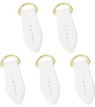 QUARKZMAN 6 tirettes de fermeture éclair, 1,57 pouce, tirettes en cuir en forme de feuille, kit de réparation et remplacement pour fermeture éclair, tête de fermeture pour bagages, blanc