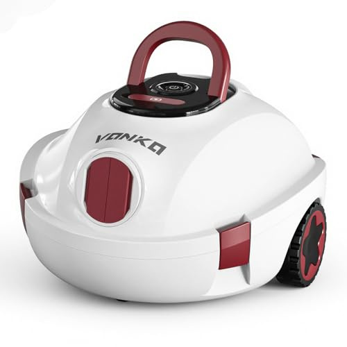 VONKO P10 Poolroboter, kabelloser Poolsauger mit Akku, 100 Min.Reinigungszeit mit Selbsteinparkfunktion, kompakter Poolreiniger Ideal für Flache Böden Pools bis zu 100㎡, Elfenbeinweiß
