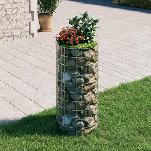 Mokuyary Poteau à gabion circulaire Acier galvanisé Ø50x100 cm Jardin
