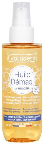 EVOLUDERM - Huile Démaq' - 150 ml - Ingrédients d'Origine Naturelle - Végan - Fabrication Française