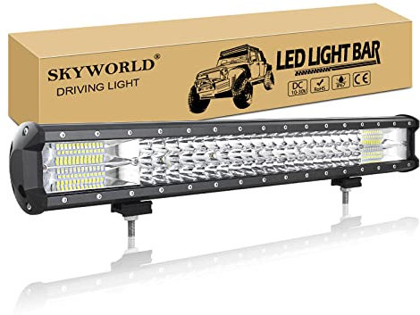 SKYWORLD 23 inch 324W LED Work Light Bar, Tri Row 12V 24V Offroad Bar Lamp Driving Fog Lights Waterproof for 4x4 Car Trucks Tractor ATV SUV Vehicle Boat, Spot Flood Combo Beam, 6000K White