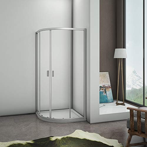 Mampara de ducha Semicirular con Puertas Correderas 90x90x185cm