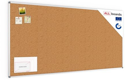 ALLboards Pinnwand mit Aluminiumrahmen 200x100cm, Korktafel Korkwand Pinnwand Kork