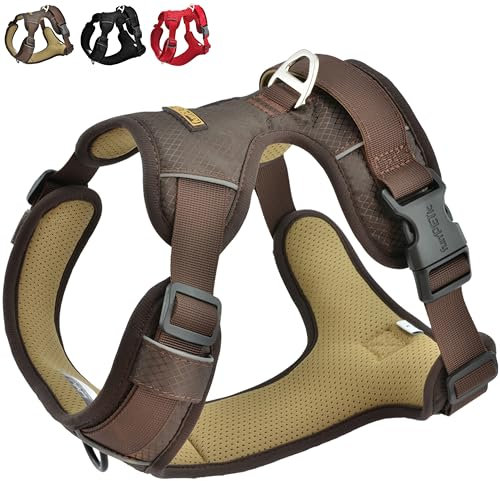 funPETic Hundegeschirr Essential - Anti-Zug Geschirr, reflektierend, gepolstert und atmungsaktiv - Brustgeschirr für kleine Hunde (XS - Braun)