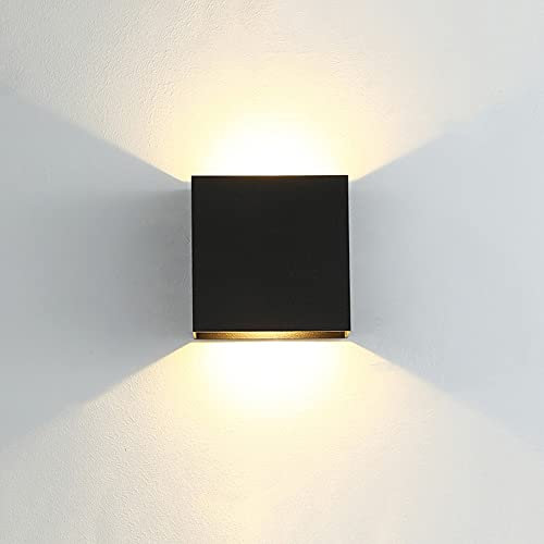 CYUaoao 1 Pièce Applique Murale LED Moderne en Aluminuim AC86V-265V Applique Murale Carrée Noire 10 x 10 x 5 cm Imperméable Convenant à l’Intérieur pour le Mur de Sallon Chambre Allée Jardin