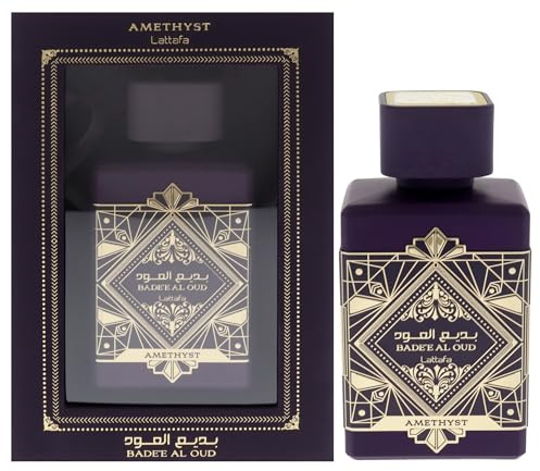 Lattafa Bade'e Al Oud Amethyst - Floral, Fruity, Amber, Oud - Eau de Parfum Long-Lasting Fragrance for Unisex, 3.40 Ounce / 100 ml