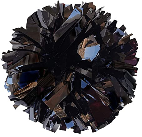 GUIFIER 2 Pompones de Cheerleading y animación metálicos de 6 Pulgadas para animadoras con Mango de bastón, Pompones Cheerleader de Animadora para Regalos de Animadora, Equipo Deportivo (Negro)