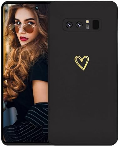 Kaywzo Cover per Samsung Galaxy Note 8,Custodia in Silicone TPU Liscio di Morbido con Modello Cardiaco,Design Minimalista,Ultrasottile Donna Antiurto Case Cover,Nero