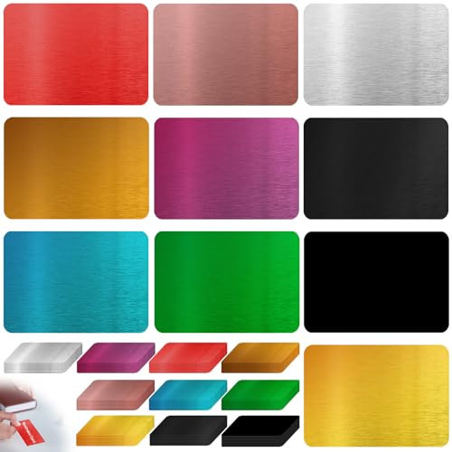 100 Visitenkarten aus Metall - lasergraviertes Aluminium, matt, leer für Bürokunden, DIY (Farbe)