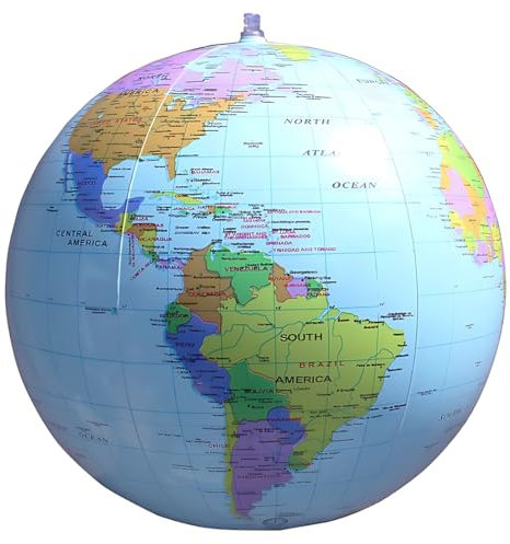 VAEIORP 1 Pcs 16 Zoll Erde Globus Weltkugel aufblasbar Geographie Weltkarte Wasserball aufblasbar für Garten Strand Pool Wissenschaft Geographie Bildung