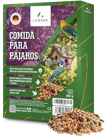 LERAVA® Mangime per Uccelli Selvatici [per Tutti i Tipi di Uccelli] - 800g - Cibo Nutriente - Perfetto per Inverno - Semi per Casette e Aree Protette - mangime uccelli selvatici Energia e Forza