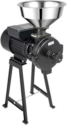 Elektrische Getreidemühle 2200W mit Trichter & Drehknopf 1400U/min Schwarz