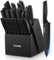 Set Coltelli da Cucina con Ceppo FOHERE 23 Pezzi Set di Coltelli con Affilacoltelli, Coltelli Professionali da Cucina da Chef con Blocco in Legno,Coltelli da Disosso,Coltelli da Formaggio,Nero