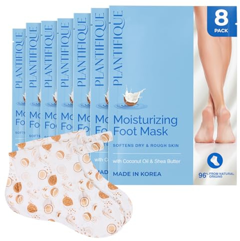 PLANTIFIQUE Masque Soin Pied | Skincare Coréen Crème Talons Très Secs et Abîmés | Chaussette Hydratante Hommes et Femmes | 8 PAIRES