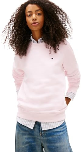 Tommy Jeans Damen TJW REG S Flag Crew DW0DW19959 Pullover Sweatshirt, Pink (Light Pink), L, Rosa (Hellrosa), L