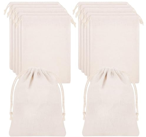 JYNXOR 10 PièCes Petits Sacs En Tissu, 15 X 10 Cm Sachet Coton, Sac Toile De Jute Avec Cordon De Serrage, FêTe, Pochon Tissu Pour Bijoux, Bonbons