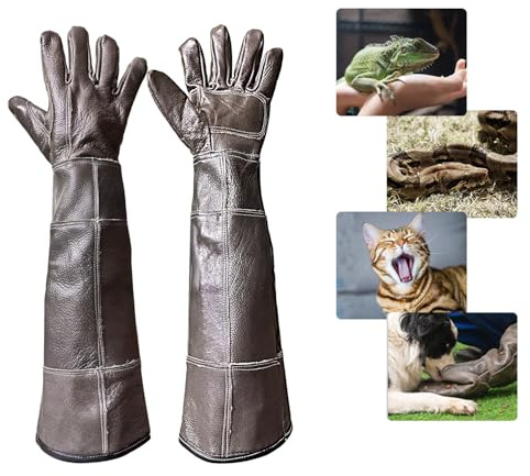 FIPASEN Guanti da Lavoro Anti-Bite, 60cm Guanti di Protezione per Giardinaggio, Manipolazione Gatto/Cane/Uccello/Serpente/Lucertola/Falco/Rettile- Guanto a Prova di Morso(Migliorati, Colore Profondo)