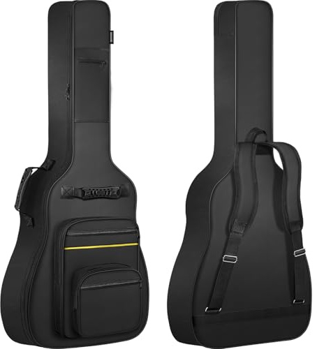 FREEAMG Acoustic Guitar Bag, 40/41/42 Inch Guitar Gig Bag with 5mm Thick Padding & Multi-Pockets, Water Rresistant Guitar Case for Acoustic Classical and Electric Guitars(Black)